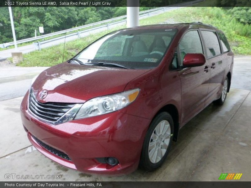 Salsa Red Pearl / Light Gray 2012 Toyota Sienna LE AWD