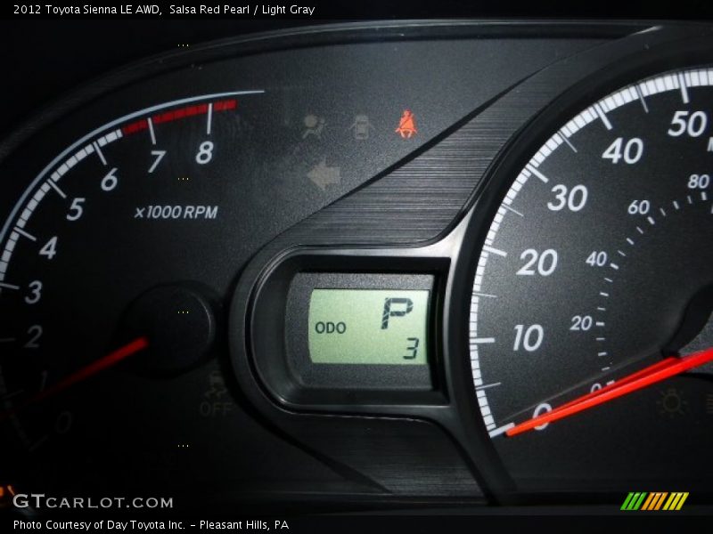 Salsa Red Pearl / Light Gray 2012 Toyota Sienna LE AWD