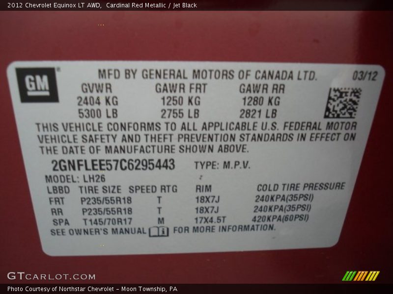 Cardinal Red Metallic / Jet Black 2012 Chevrolet Equinox LT AWD