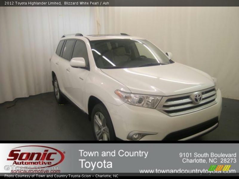 Blizzard White Pearl / Ash 2012 Toyota Highlander Limited