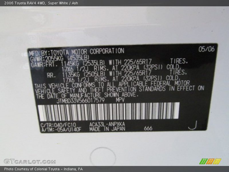 Super White / Ash 2006 Toyota RAV4 4WD