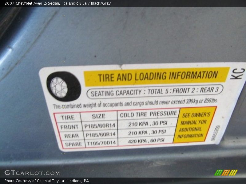 Icelandic Blue / Black/Gray 2007 Chevrolet Aveo LS Sedan