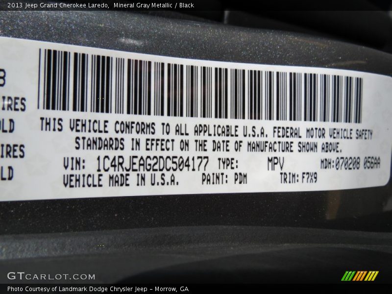 2013 Grand Cherokee Laredo Mineral Gray Metallic Color Code PDM