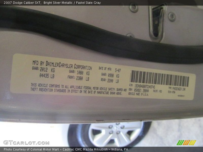 Bright Silver Metallic / Pastel Slate Gray 2007 Dodge Caliber SXT