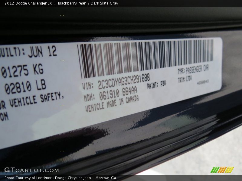 Blackberry Pearl / Dark Slate Gray 2012 Dodge Challenger SXT
