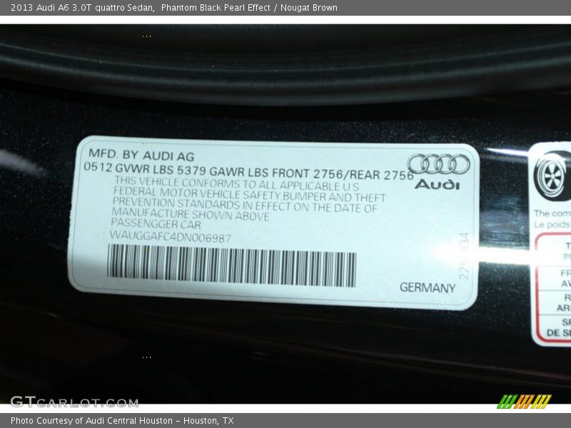 Phantom Black Pearl Effect / Nougat Brown 2013 Audi A6 3.0T quattro Sedan