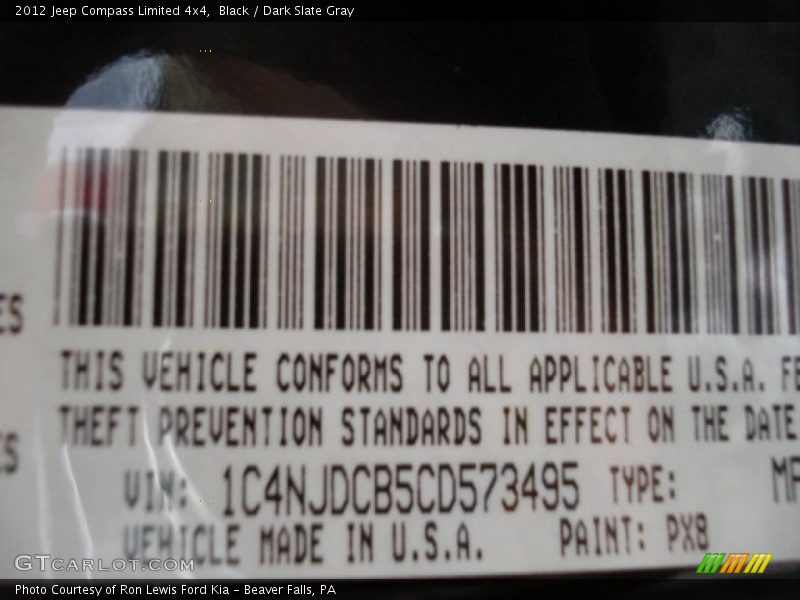 Black / Dark Slate Gray 2012 Jeep Compass Limited 4x4