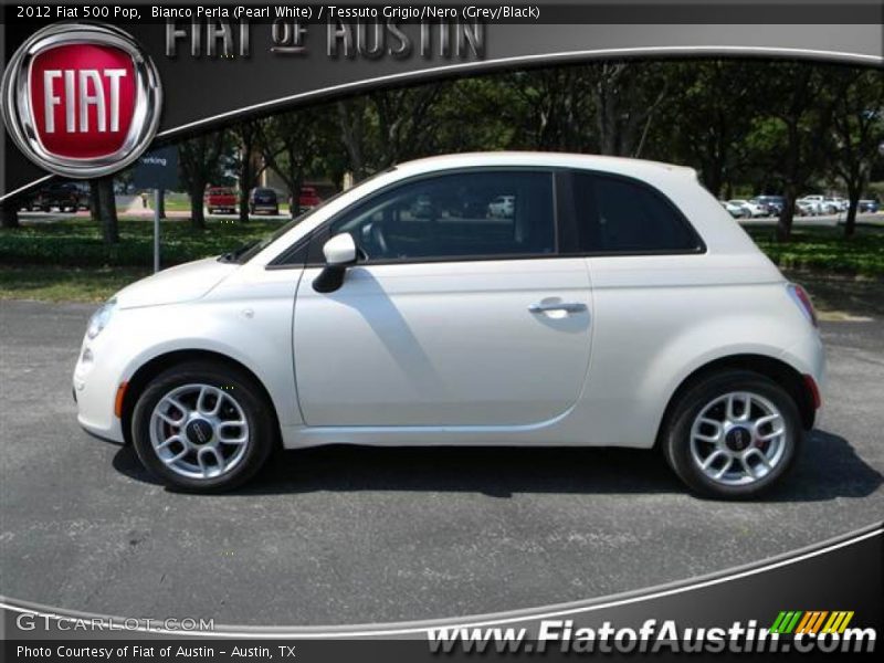 Bianco Perla (Pearl White) / Tessuto Grigio/Nero (Grey/Black) 2012 Fiat 500 Pop