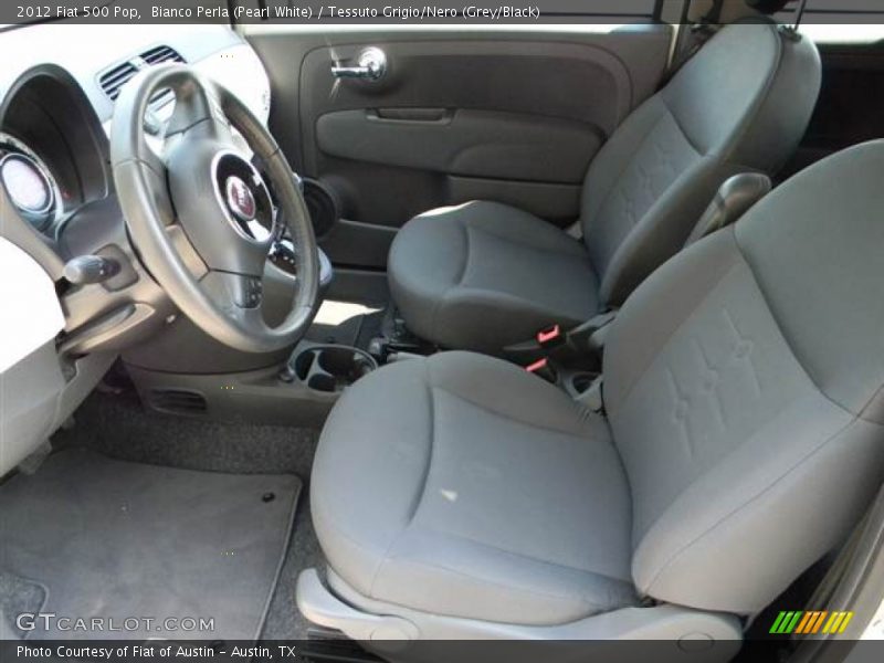 Bianco Perla (Pearl White) / Tessuto Grigio/Nero (Grey/Black) 2012 Fiat 500 Pop