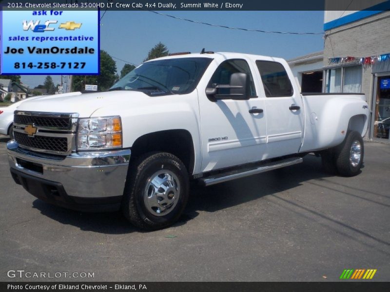 Summit White / Ebony 2012 Chevrolet Silverado 3500HD LT Crew Cab 4x4 Dually