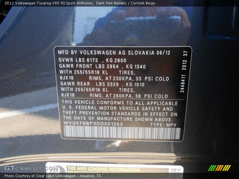 Dark Flint Metallic / Cornsilk Beige 2013 Volkswagen Touareg VR6 FSI Sport 4XMotion