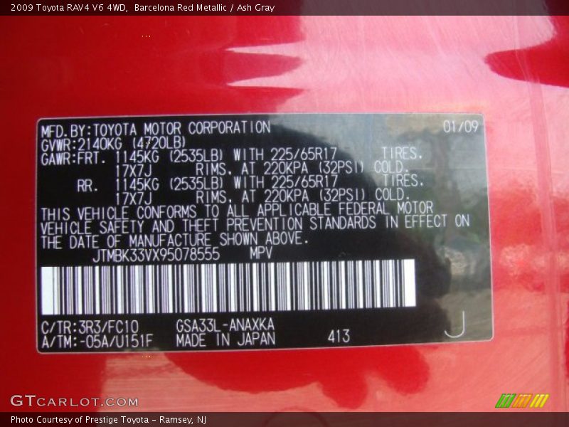 Barcelona Red Metallic / Ash Gray 2009 Toyota RAV4 V6 4WD