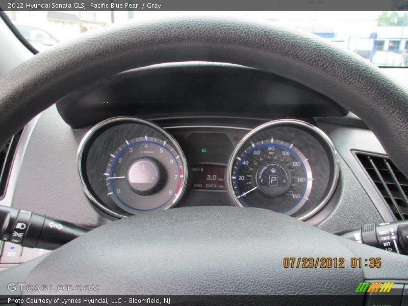 Pacific Blue Pearl / Gray 2012 Hyundai Sonata GLS