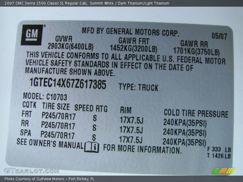 Summit White / Dark Titanium/Light Titanium 2007 GMC Sierra 1500 Classic SL Regular Cab
