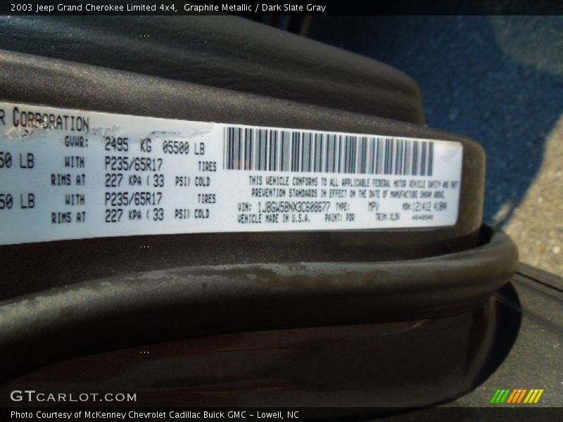 Graphite Metallic / Dark Slate Gray 2003 Jeep Grand Cherokee Limited 4x4