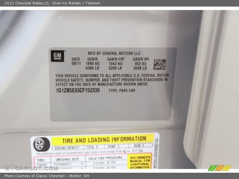 Silver Ice Metallic / Titanium 2012 Chevrolet Malibu LS