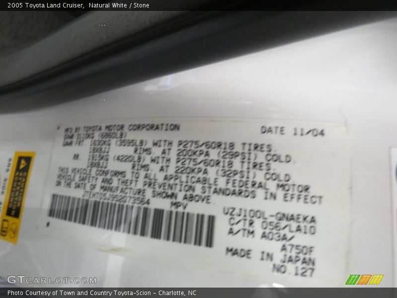 Natural White / Stone 2005 Toyota Land Cruiser