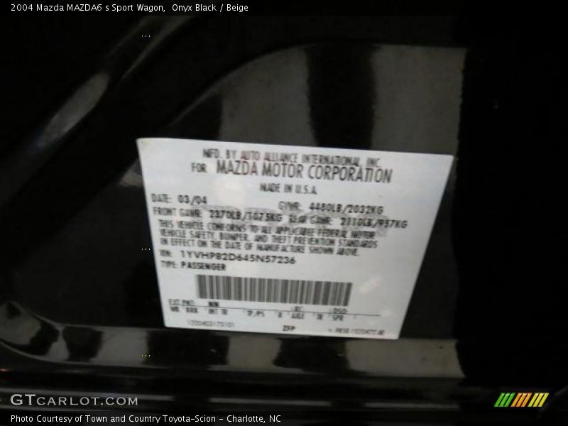 Onyx Black / Beige 2004 Mazda MAZDA6 s Sport Wagon