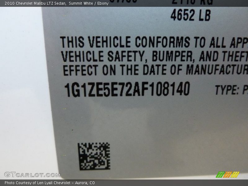 Summit White / Ebony 2010 Chevrolet Malibu LTZ Sedan