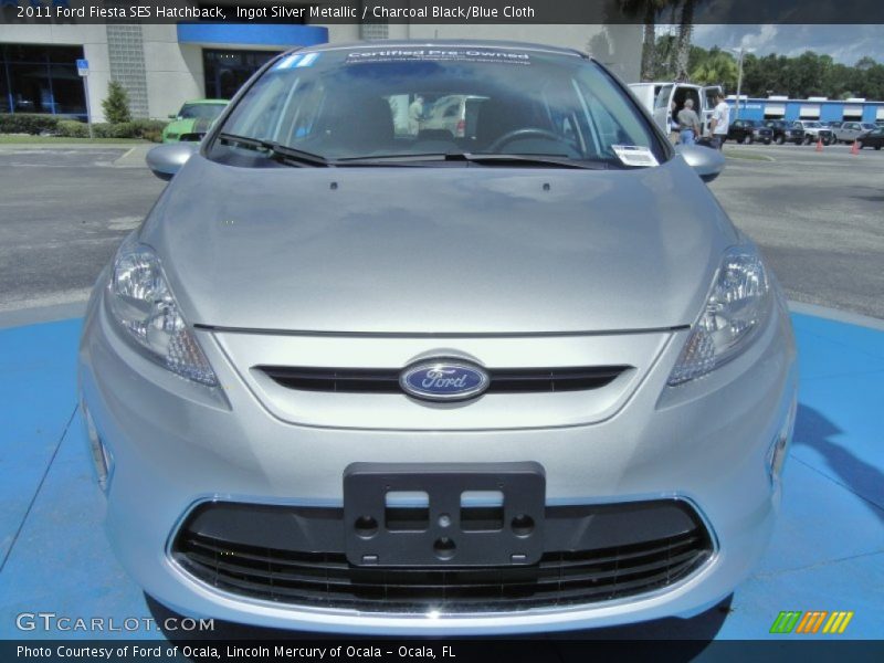 Ingot Silver Metallic / Charcoal Black/Blue Cloth 2011 Ford Fiesta SES Hatchback