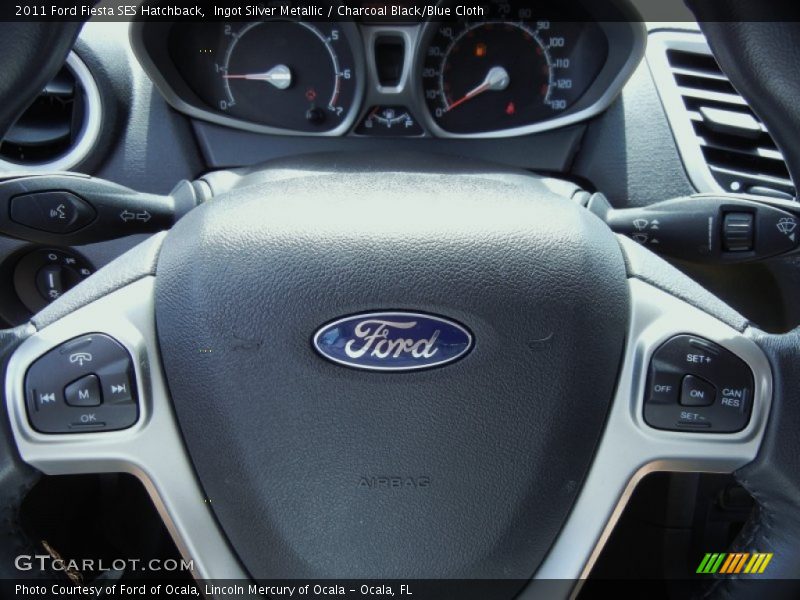 Ingot Silver Metallic / Charcoal Black/Blue Cloth 2011 Ford Fiesta SES Hatchback