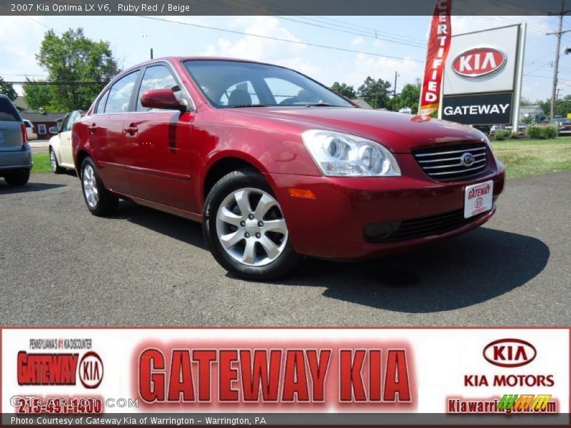 Ruby Red / Beige 2007 Kia Optima LX V6