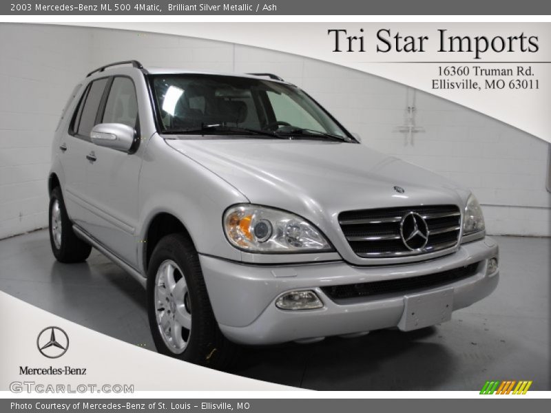 Brilliant Silver Metallic / Ash 2003 Mercedes-Benz ML 500 4Matic