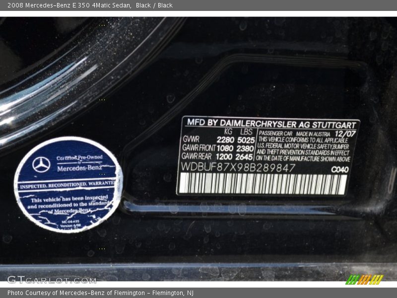 Black / Black 2008 Mercedes-Benz E 350 4Matic Sedan