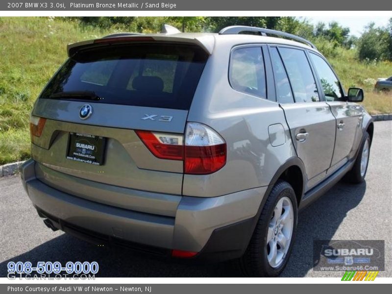 Platinum Bronze Metallic / Sand Beige 2007 BMW X3 3.0si