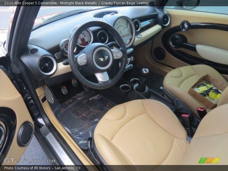 Midnight Black Metallic / Gravity Tuscan Beige Leather 2010 Mini Cooper S Convertible