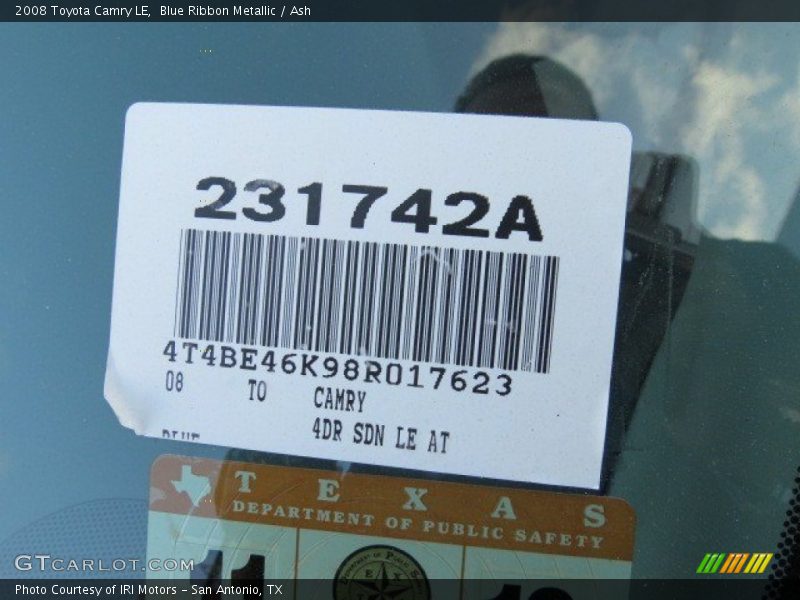 Blue Ribbon Metallic / Ash 2008 Toyota Camry LE