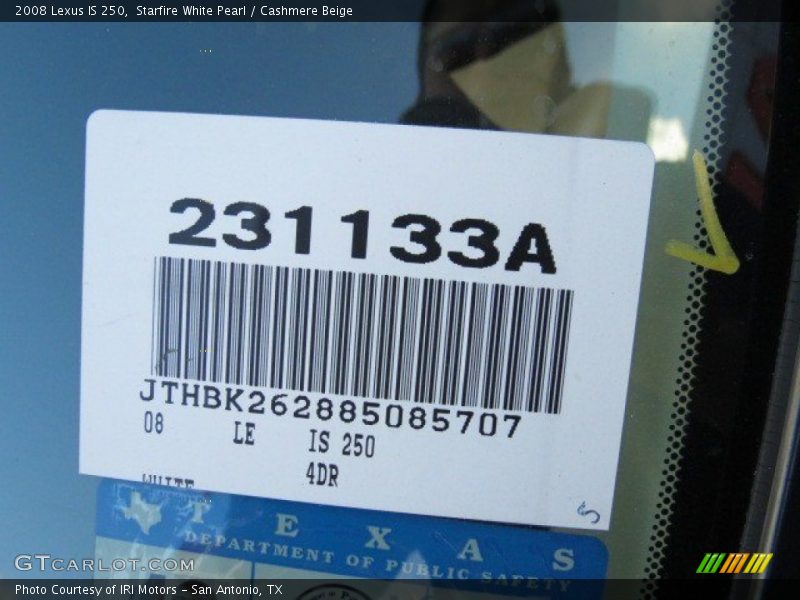 Starfire White Pearl / Cashmere Beige 2008 Lexus IS 250