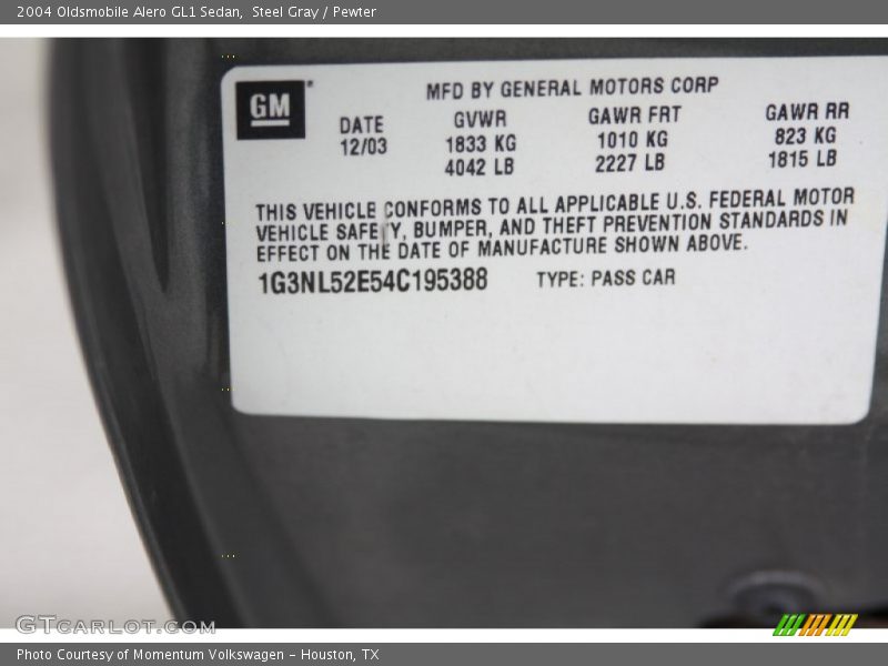 Steel Gray / Pewter 2004 Oldsmobile Alero GL1 Sedan