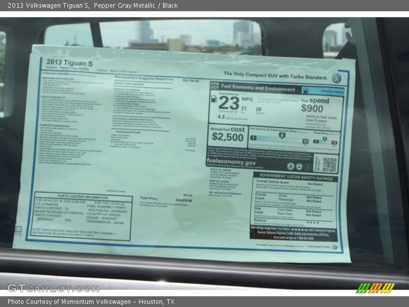 Pepper Gray Metallic / Black 2013 Volkswagen Tiguan S