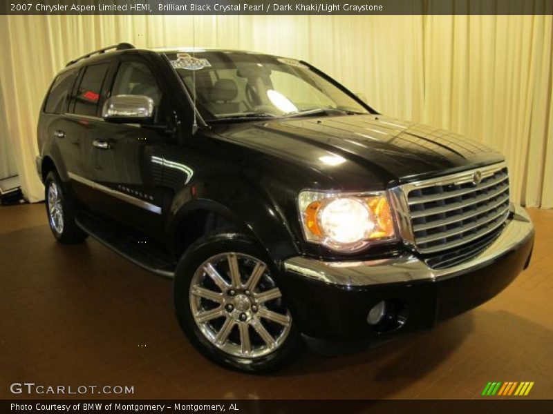 Brilliant Black Crystal Pearl / Dark Khaki/Light Graystone 2007 Chrysler Aspen Limited HEMI