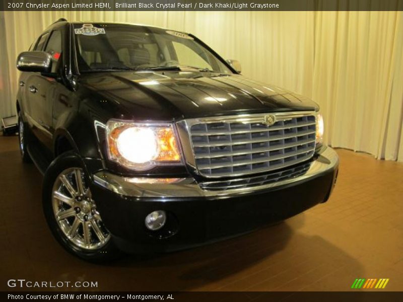 Brilliant Black Crystal Pearl / Dark Khaki/Light Graystone 2007 Chrysler Aspen Limited HEMI