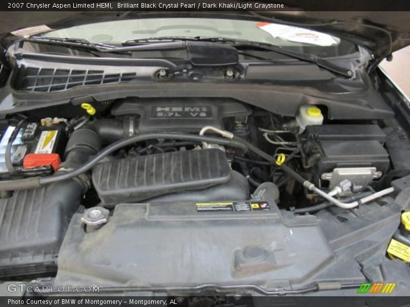 Brilliant Black Crystal Pearl / Dark Khaki/Light Graystone 2007 Chrysler Aspen Limited HEMI