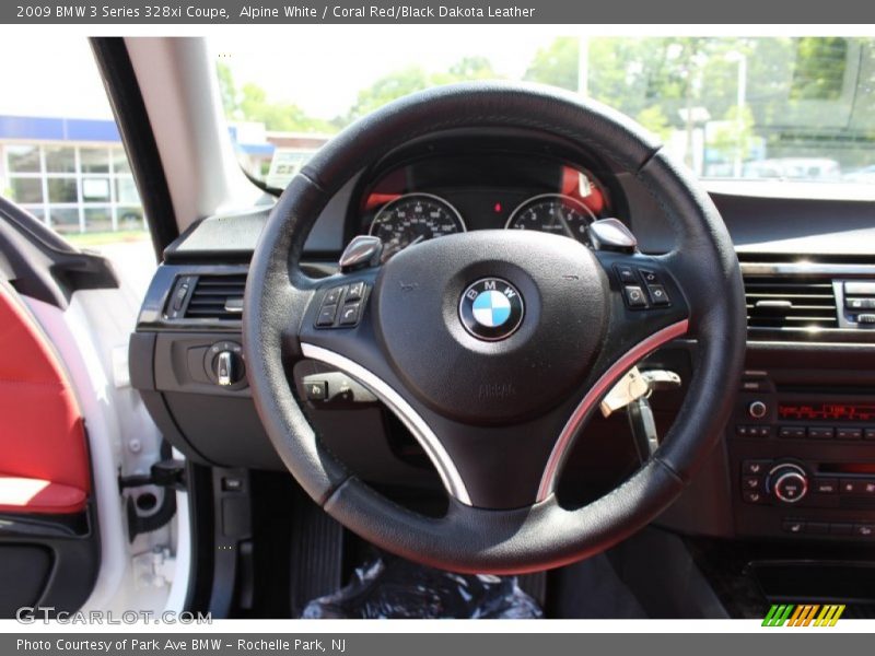 Alpine White / Coral Red/Black Dakota Leather 2009 BMW 3 Series 328xi Coupe
