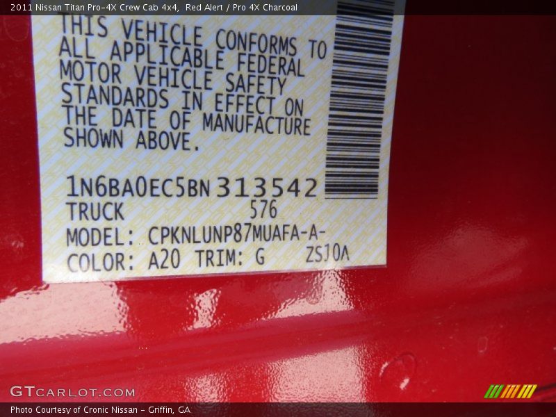 Red Alert / Pro 4X Charcoal 2011 Nissan Titan Pro-4X Crew Cab 4x4