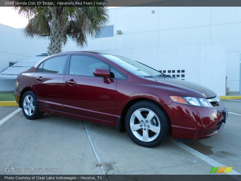 Habanero Red Pearl / Ivory 2008 Honda Civic EX Sedan