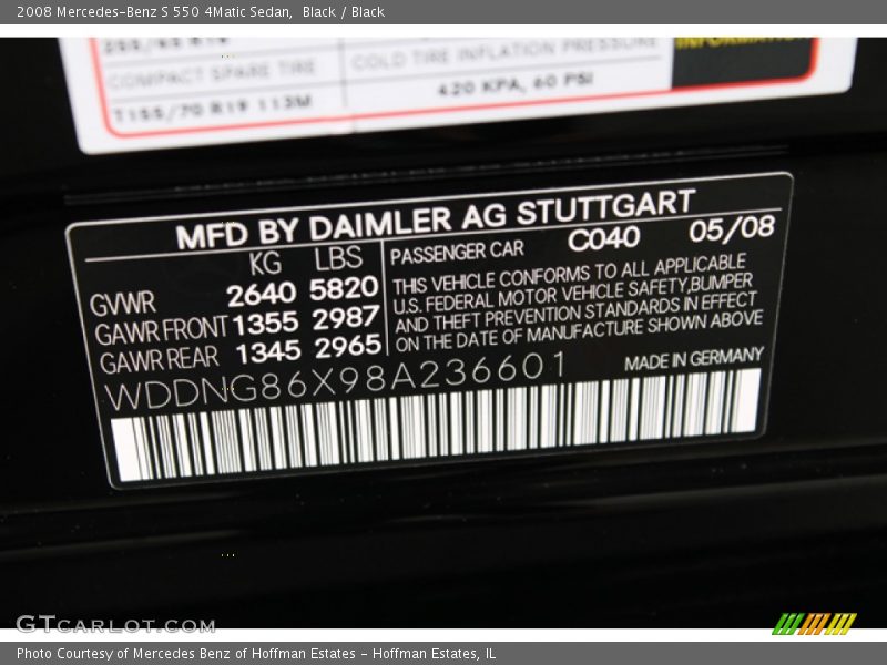 Black / Black 2008 Mercedes-Benz S 550 4Matic Sedan