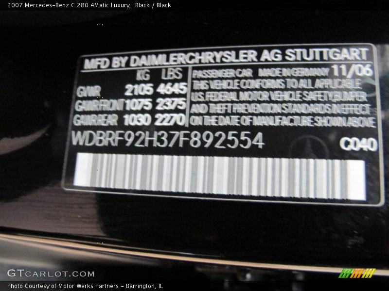 Black / Black 2007 Mercedes-Benz C 280 4Matic Luxury