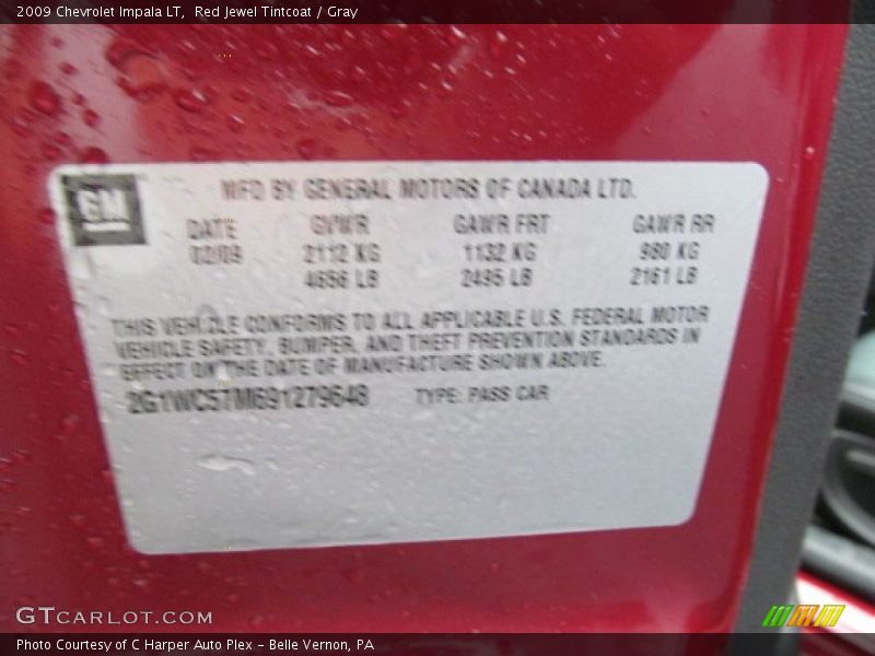 Red Jewel Tintcoat / Gray 2009 Chevrolet Impala LT