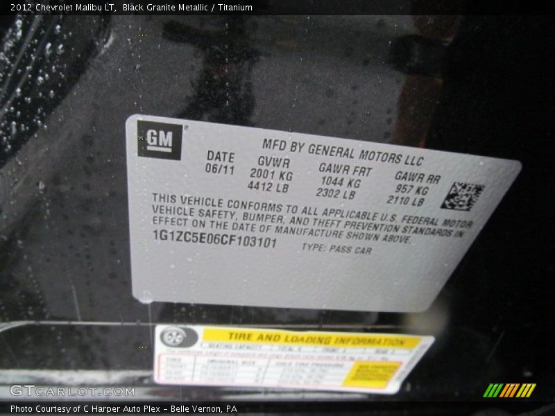 Black Granite Metallic / Titanium 2012 Chevrolet Malibu LT