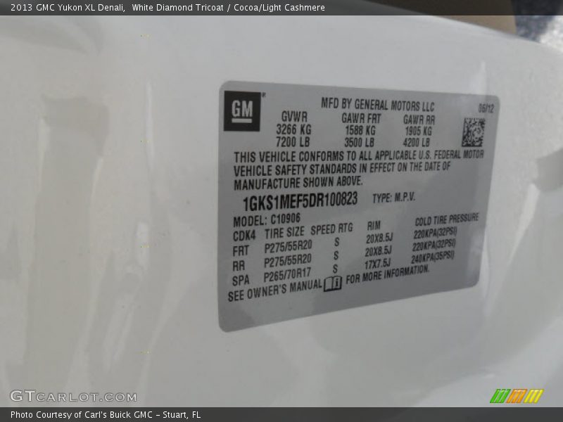 White Diamond Tricoat / Cocoa/Light Cashmere 2013 GMC Yukon XL Denali