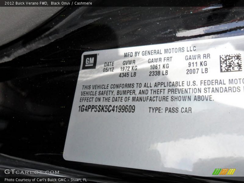 Black Onyx / Cashmere 2012 Buick Verano FWD