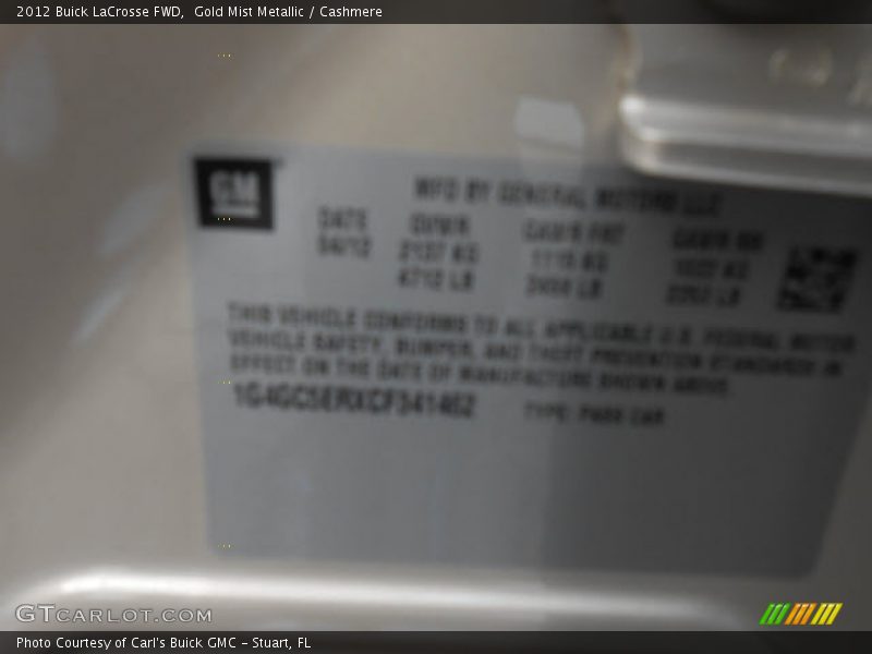 Gold Mist Metallic / Cashmere 2012 Buick LaCrosse FWD