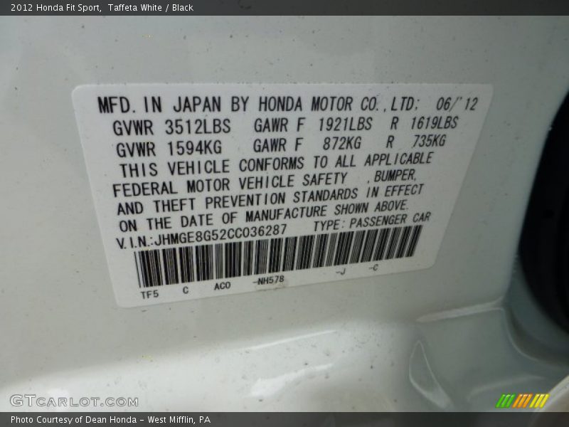 2012 Fit Sport Taffeta White Color Code NH578