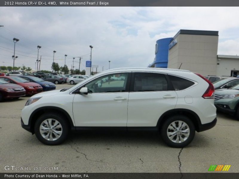 White Diamond Pearl / Beige 2012 Honda CR-V EX-L 4WD