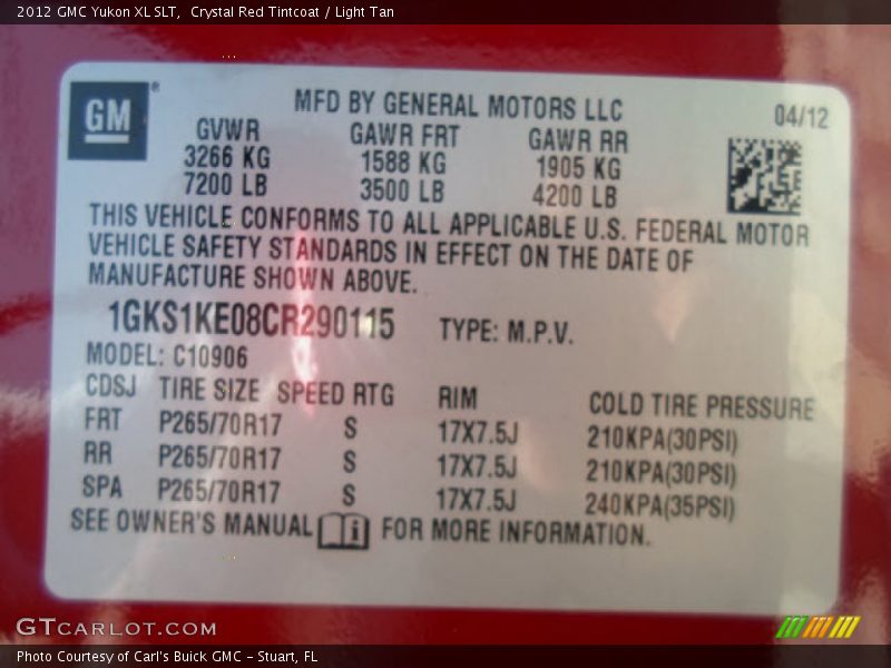 Crystal Red Tintcoat / Light Tan 2012 GMC Yukon XL SLT
